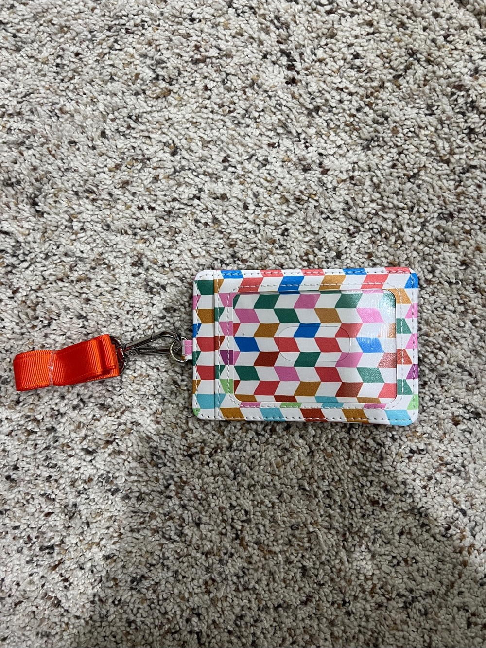 🌻 🌻Source Unknown Multicolor Geometric Lanyard with Orange Strap